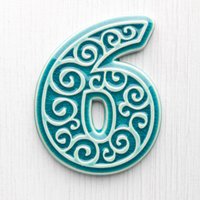 Wohnungsnummer, Zahl 6, Türkis von pracowniazona