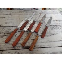 1930Er 1940Er Jahre Bakelite Griff Messer Lot Von 8 Besteck Utensilien Butterscotch Marmoriert von practiceintime