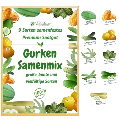 Prademir Gurken Samen 9 x Gurkensamen samenfeste Sorten Saatgut Hohe Keimrate von prademir