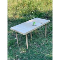 Handgefertigter Klapptisch Aus Holz - Tragbarer Picknicktisch Boho Camp Table Faltbarer Niedriger Sitztisch Für Draußen & Zuhause 57 111 cm H 33 von pratikoutdoor