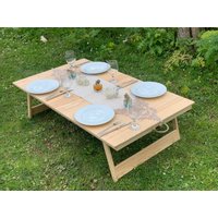 Handgefertigter Klapptisch Aus Holz - Tragbarer Picknicktisch Boho Camp Tisch Faltbarer Niedriger Sitztisch Für Outdoor, Zuhause, Geburtstag Und von pratikoutdoor
