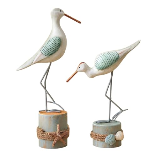 predolo 2 Stück Seevogel Figurine Möwen Holz Skulptur Tischdeko Sammlerobjekt für Haus Büro Regal Wohnzimmer Schlafzimmer Arbeitszimmer Geschenk von predolo