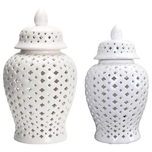 predolo 2X Ceramic Ginger Jar Vase Porcelain Jar Handicraft Home Table Centerpiece Decoration von predolo