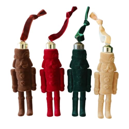 predolo 4 Stück Nussknacker Hängend Weihnachtsornament Soldat Dekorationsfigur Skulptur aus Flockstoff für Festliche Fenster Tür Regal Geschenk Wohnung von predolo