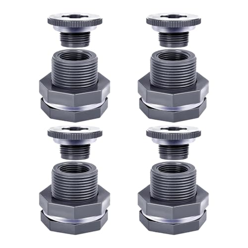 predolo 4 Stück Wasser Tankverbinder PVC Durchführungsverschraubung Schlauchanschluss mit Dichtung Und Stecker für Regenfass Aquarium Teich Pool von predolo