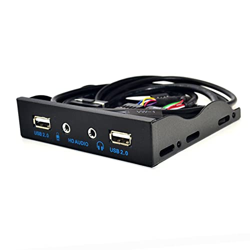 predolo 9- USB 2.0 Hub Frontblende für PC 2 USB 2.0 Ports 3,5 mm Kopfhörerbuchse Diskettenschacht Halterung, Schwarz von predolo