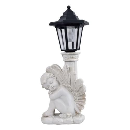 predolo Cherub-Statue aus Kunstharz mit Solarlicht, 13,5 x 13 x 36 cm, vielseitige Gartenfigur für Terrasse, Links predolo Cherub-Statue aus Kunstharz mit Solarlicht, 13,5 x 13 x 36 cm, vielseitige Gartenfigur für Terrasse, Links von predolo