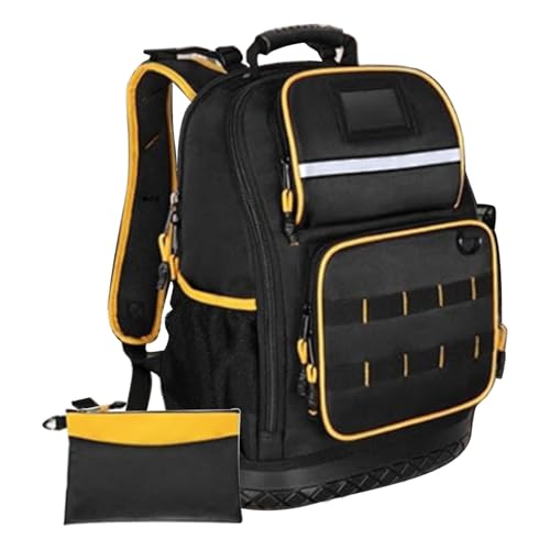 predolo Elektriker Rucksack Werkzeugrucksack Aufbewahrung Tragbar Schwerlast Werkzeug Organizer Tasche mit Reißverschluss Und Mehreren Fächern aus Robustem von predolo