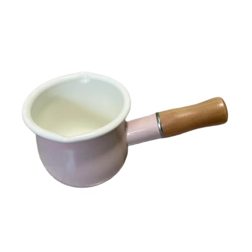 predolo Emaillierter Milchtopf, 500 ml, antihaftbeschichteter Stieltopf, Butterwärmer, kleines Kochgeschirr zum Wasserkochen, ROSA von predolo