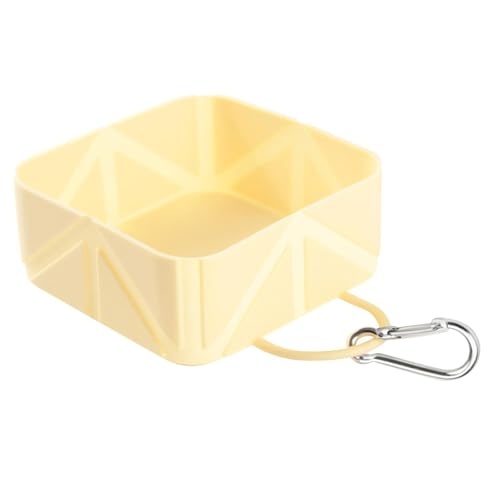 predolo Faltbarer Reise Hundenapf 10,5 X 10,5 X 4,5 cm, Multifunktionaler Tragbarer Futternapf, Haustier Tränkeschale für Picknicks Und Wanderungen, Gelb von predolo