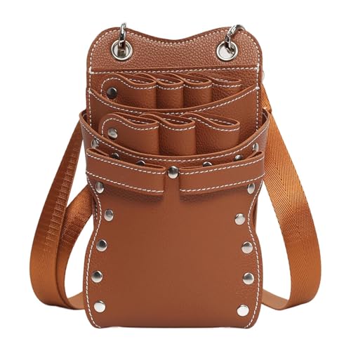 predolo Friseurscherentasche, Scherentasche, Werkzeugtasche aus PU- für Friseure für Tierpfleger, Braun von predolo
