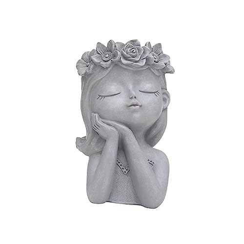 predolo Gesicht Blumentopf Kopf Pflanzer Topf Cartoon Mädchen Büste Pflanzer Blumentopf Desktop, Stil b von predolo