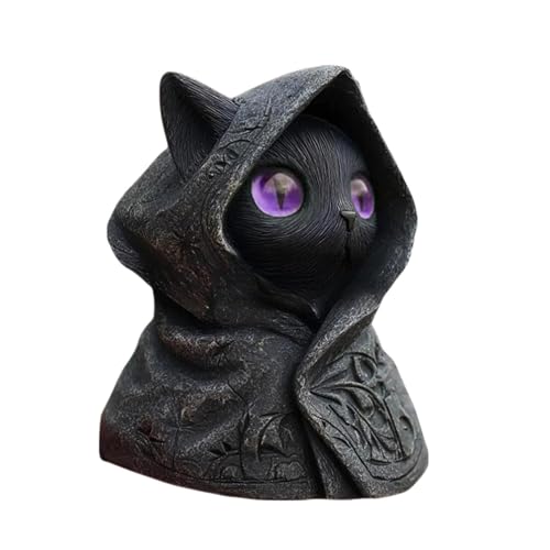 predolo Katzenskulptur Katzenfigur Kapuzenkatze Statue aus Langlebigem Harz Und Leuchtenden Augen für Flur Regal Geschenk Dekoration, Lila Augen predolo Katzenskulptur Katzenfigur Kapuzenkatze Statue aus Langlebigem Harz Und Leuchtenden Augen für Flur Regal Geschenk Dekoration, Lila Augen von predolo
