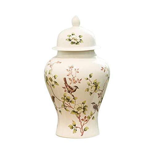 predolo Keramik-Lebglas-Vase mit Deckel, hohe Ornamente, dekoratives antikes chinesisches Porzellan, Tempelglas für Flur, Regal, Büro, Eingangsbereich, S von predolo