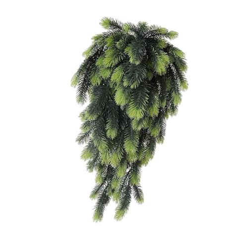 predolo Künstliche Hängepflanze Weihnachtsdekoration Faux Pflanze Kunstpflanze Weihnachtskranz aus PVC Material für Wohnzimmer Büro Party Zuhause, Doppelt Grün von predolo