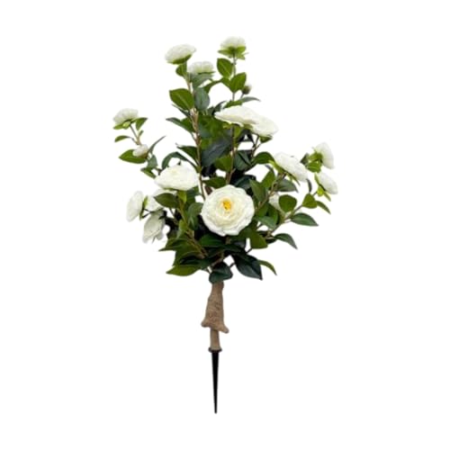 predolo Künstlicher Kamelienbaum, Blühender Blumenbusch, Leichter 88 cm Stab für Drinnen Und Draußen, für Hochzeitsgarten Und Hinterhofdekoration, Weiß von predolo