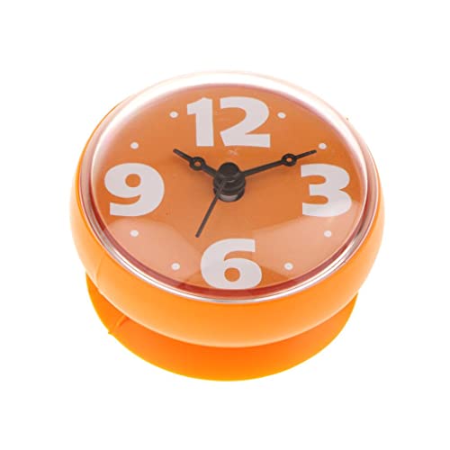 predolo Moderne Baduhr fürs Badezimmer - Stilvolle Uhr mit Haftsauger, Orange von predolo