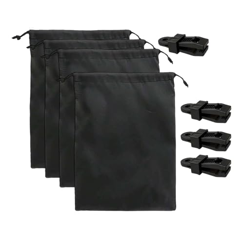 predolo Outdoor Vorhang Sandsack, Gewichtete Taschen, Zubehör für Pavillonzelt Tischdecken, Multifunktional, Verstellbar mit Halteklammern, 4 Stück von predolo