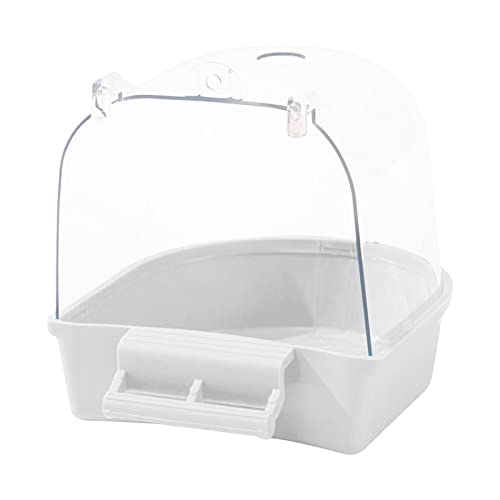 predolo Pet Bird Bath Box Wasserspender Käfigzubehör Waterer Feeding Water Bowl Hanging Caged Parrot Bathing Tub für Papageien, Lovebirds, Wellensittiche, Weiß von predolo