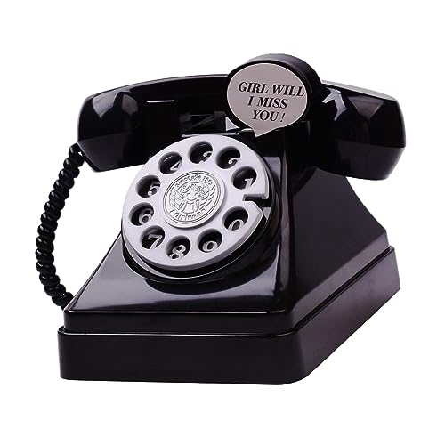 predolo Retro-Telefon-Sparschwein, Telefon-Geldsparbox, Skulptur, Tischdekoration, Zifferblatt-Telefon, Geldspardose für Schlafzimmer, Büro, Regal, Schwarz von predolo