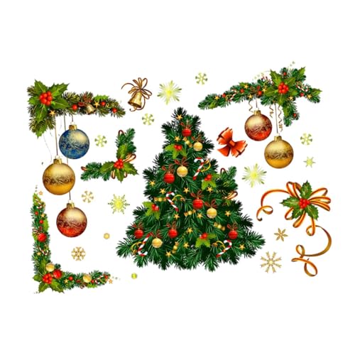 predolo Weihnachts Fensteraufkleber Weihnachts Wandsticker Fensterfolie PVC Selbstklebend Wasserdicht für Wohnzimmer Schlafzimmer Büro 50cmx70cm von predolo
