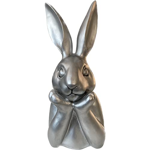 presentis Osterhase Deko Ben 25 cm Silber Altsilber Hasenkopf Hasenbüste Osterdeko von presentis