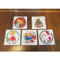 Set Von Fünf Vintage Weihnachtsfliesen Aus Jasco Taiwan von preservinghome