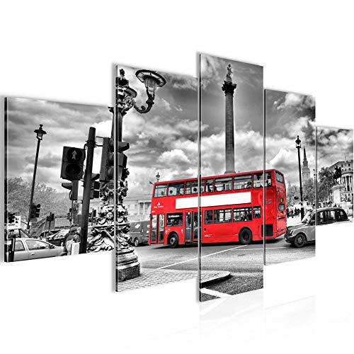 Runa Art - Bilder London Bus 200 x 100 cm 5 Teilig XXL Wanddekoration Design Grau Rot 604751a Runa Art - Bilder London Bus 200 x 100 cm 5 Teilig XXL Wanddekoration Design Grau Rot 604751a von Runa Art