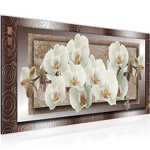 Runa Art Wandbild Blumen Orchidee 1 Teilig 100 x 40 cm Modern Bild auf Vlies Leinwand Abstrakt Wohnzimmer Beige Braun 205412a von Runa Art