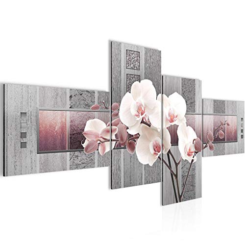 Runa Art Wandbilder Set XXL Blumen OrchideeWohnzimmer Schlafzimmer Violett Grau 4 Teilig - Made in Germany - 204645c von Runa Art