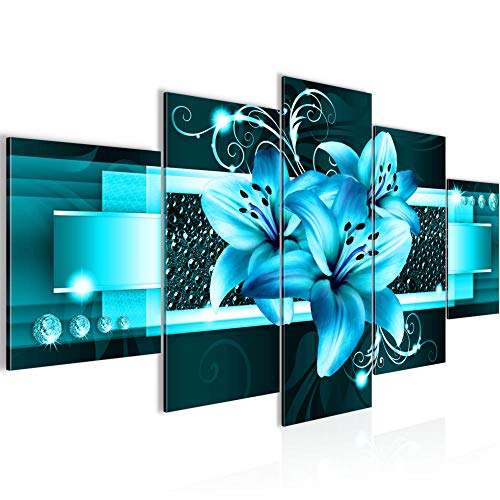Runa Art - Bilder Blumen Lilien 200 x 100 cm 5 Teilig XXL Wanddekoration Design Türkis 008651a Runa Art - Bilder Blumen Lilien 200 x 100 cm 5 Teilig XXL Wanddekoration Design Türkis 008651a von Runa Art