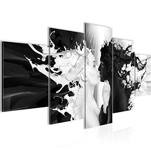 Runa Art - Bilder Milk und Coffee 200 x 100 cm 5 Teilig XXL Wanddekoration Design Schwarz Weiss 005051b von Runa Art