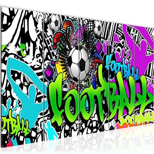 Runa Art Wandbild XXL Fussball Graffiti Loft Wohnzimmer 200 x 80 cm Bunt 5 Teilig - Made in Germany - 402655a von Runa Art