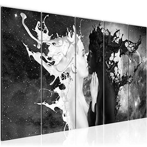 Runa Art Wandbild XXL Milk und Coffee Wohnzimmer Schlafzimmer 200 x 80 cm Schwarz Weiss 5 Teilig - Made in Germany - 005055a von Runa Art