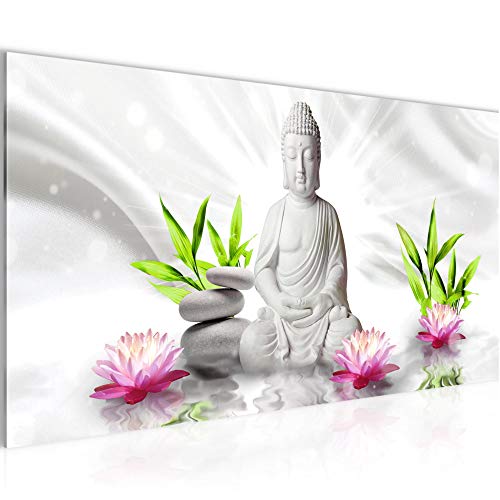 Runa Art Wandbild Buddha Feng Shui 1 Teilig 100 x 40 cm Modern Bild auf Vlies Leinwand Wellness Spa Wohnzimmer Schlafzimmer Bunt 011612c von Runa Art