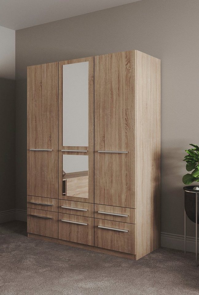 priess Kleiderschrank Schrank Garderobe Wäscheschrank Barcelona in 5 Breiten viel Stauraum, geräumige Schubkästen, mit Spiegel, MADE IN GERMANY von priess