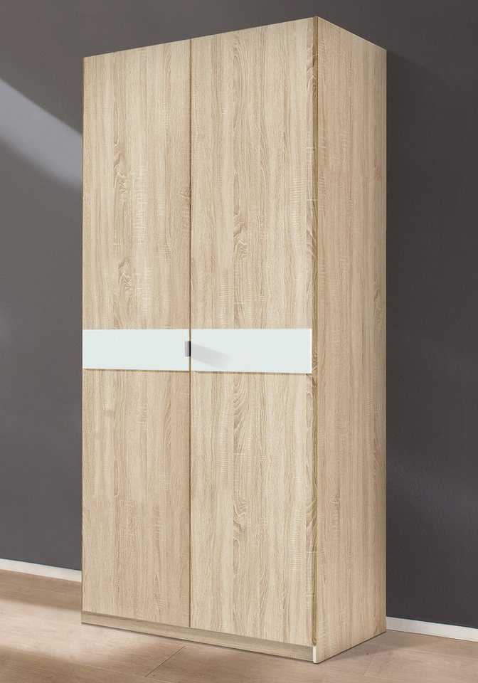priess Kleiderschrank Drehtürenschrank Kleiderschrank Schrank Schlafzimmerschrank Madrid mit farbiger Glasauflage, erweiterbar mit Schrankaufsatz Madrid von priess