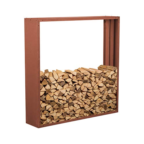 prima terra Kaminholzregal Kaminholzunterstand Brennholzregal Kaminholz Aufbewahrung Bausatz Edelrost Maße 158x158cm Tiefe 35cm von prima terra