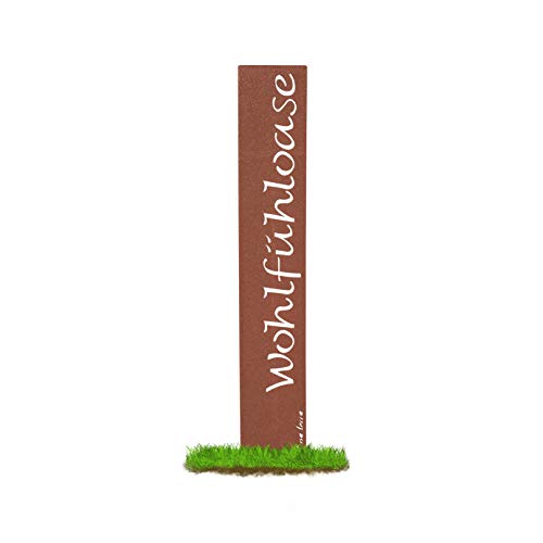 prima terra Wohlfühloase Gartenstele Edelrost Stele Dekoration Gartendekoration Deko Garten H=120cm B=20cm von prima terra