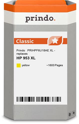 Prindo HP 953 XL (F6U18AE) Gelb Tintenpatrone - Alternative Druckerpatronen - Druckerzubehör geeignet für Verschiedene HP Drucker von prindo