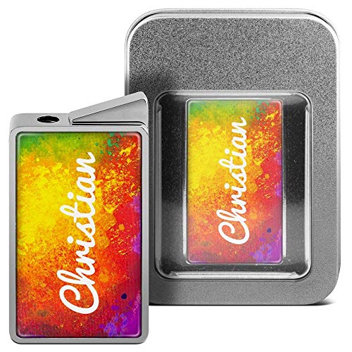 Feuerzeug mit Namen Christian - personalisiertes Gasfeuerzeug mit Design Color Paint - inkl. Metall-Geschenk-Box von printplanet