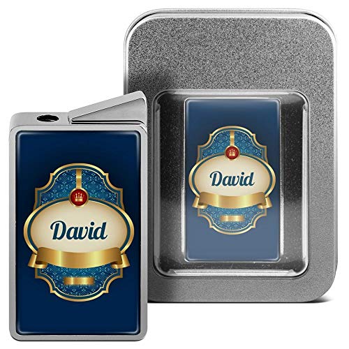 Feuerzeug mit Namen David - personalisiertes Gasfeuerzeug mit Design Wappen 2 - inkl. Metall-Geschenk-Box von printplanet