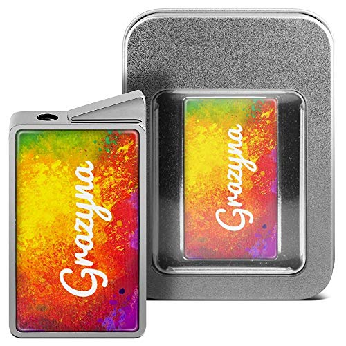 Feuerzeug mit Namen Grazyna - personalisiertes Gasfeuerzeug mit Design Color Paint - inkl. Metall-Geschenk-Box von printplanet