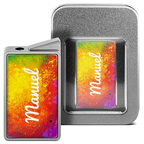 Feuerzeug mit Namen Manuel - personalisiertes Gasfeuerzeug mit Design Color Paint - inkl. Metall-Geschenk-Box von printplanet