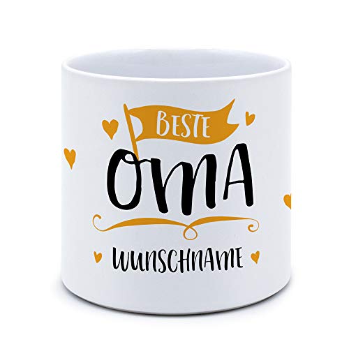 printplanet® - Blumentopf mit Namen oder Text selbst gestalten - Pflanztopf Bedrucken - Motiv: Beste Oma von printplanet