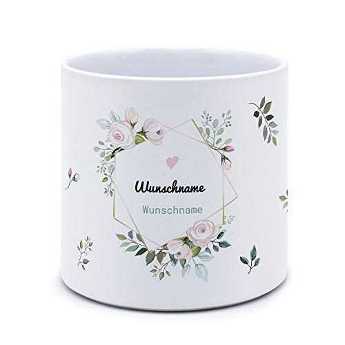 printplanet® - Blumentopf mit Namen oder Text selbst gestalten - Pflanztopf Bedrucken - Motiv: Flowers von printplanet