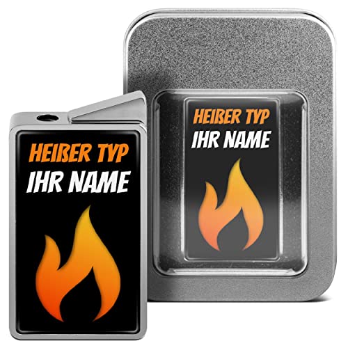 PrintPlanet® - Feuerzeug mit Wunsch Namen Bedrucken - personalisiertes Gasfeuerzeug mit Design Heißer Typ - inkl. Metall-Geschenk-Box von printplanet