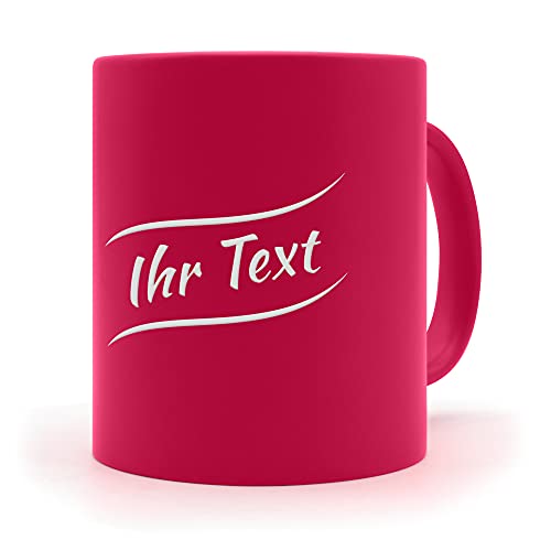 printplanet® - Neon-Tasse mit Namen selbst gestalten - Namenstasse gravieren - Farbe: Pink - Motiv: Welle von printplanet