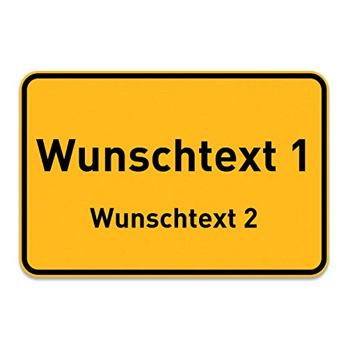 PrintPlanet® Ortsschild mit eigenem Text oder Namen personalisiert – Schild aus 5 mm PVC Kunststoff – Größe 420 mm x 280 mm - Variante 2 von printplanet
