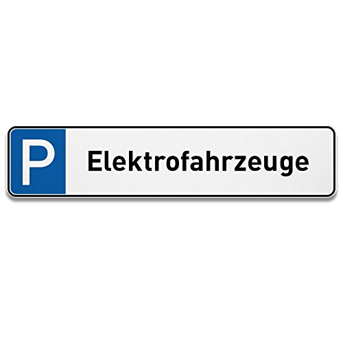 printplanet® Parkplatzschild Elektrofahrzeuge - Schild aus 5 mm PVC Kunststoff - Größe 520 mm x 115 mm von printplanet